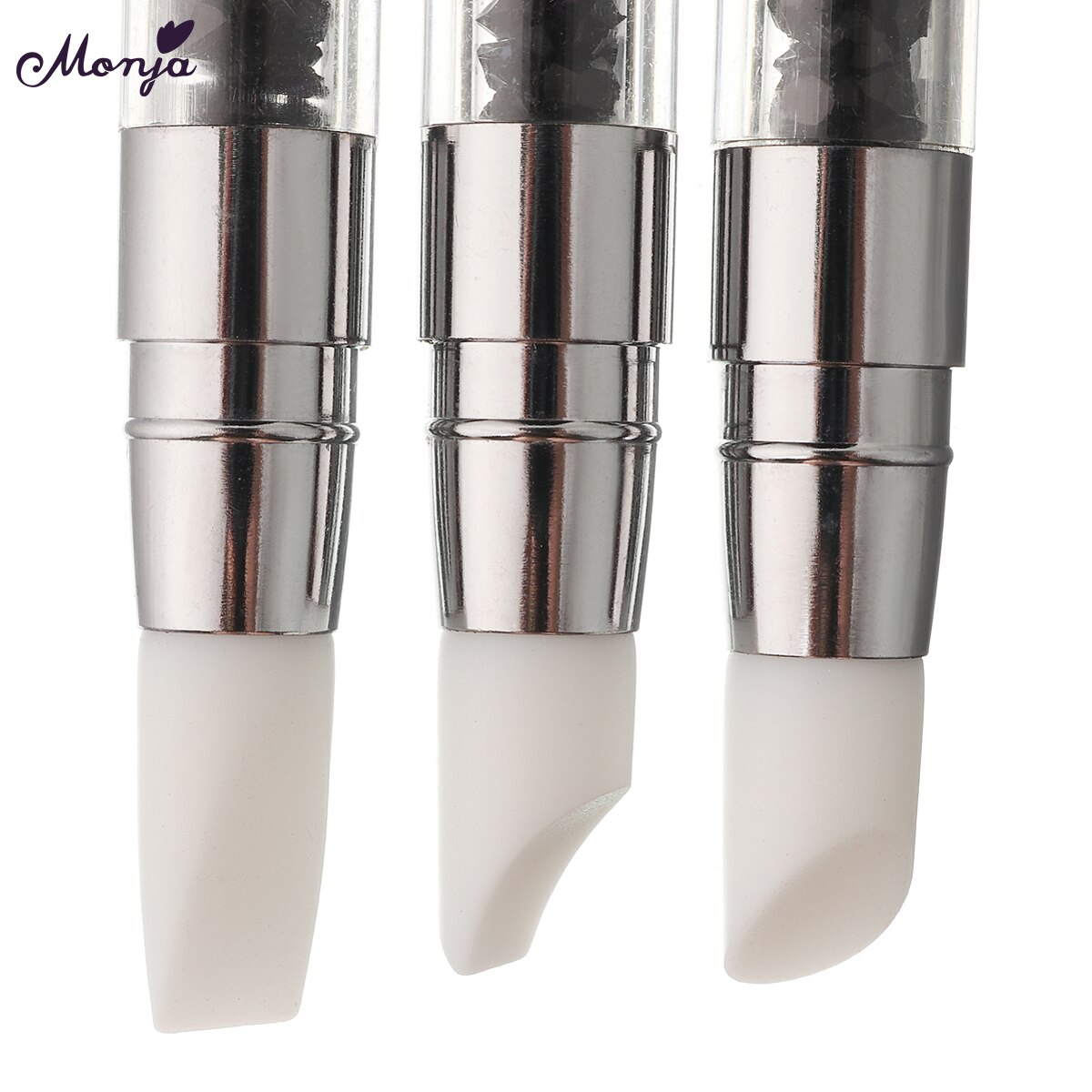Monja-3 estilos de manicura de Gel UV de silicona para esculpir, hacer punto y quitar cutículas, de extremo doble, DIY