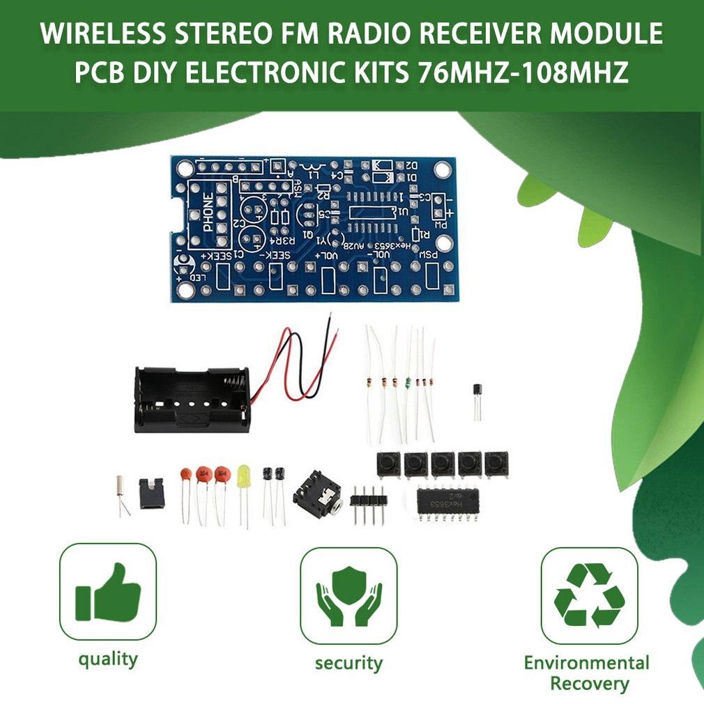 Wireless Stereo FM Radio Receiver Module PCB FM DIY Electronic Kits 76MHz-108MHz DC 1.8V-3.6V