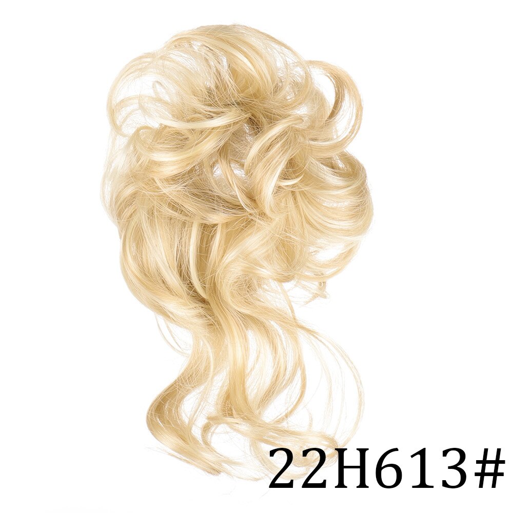 LiHui moño sintético, banda con rizos desordenados, pinza elástica para el pelo, pieza de peluca, pinza para el pelo para mujer, negro y marrón: T27 / 30 / 4