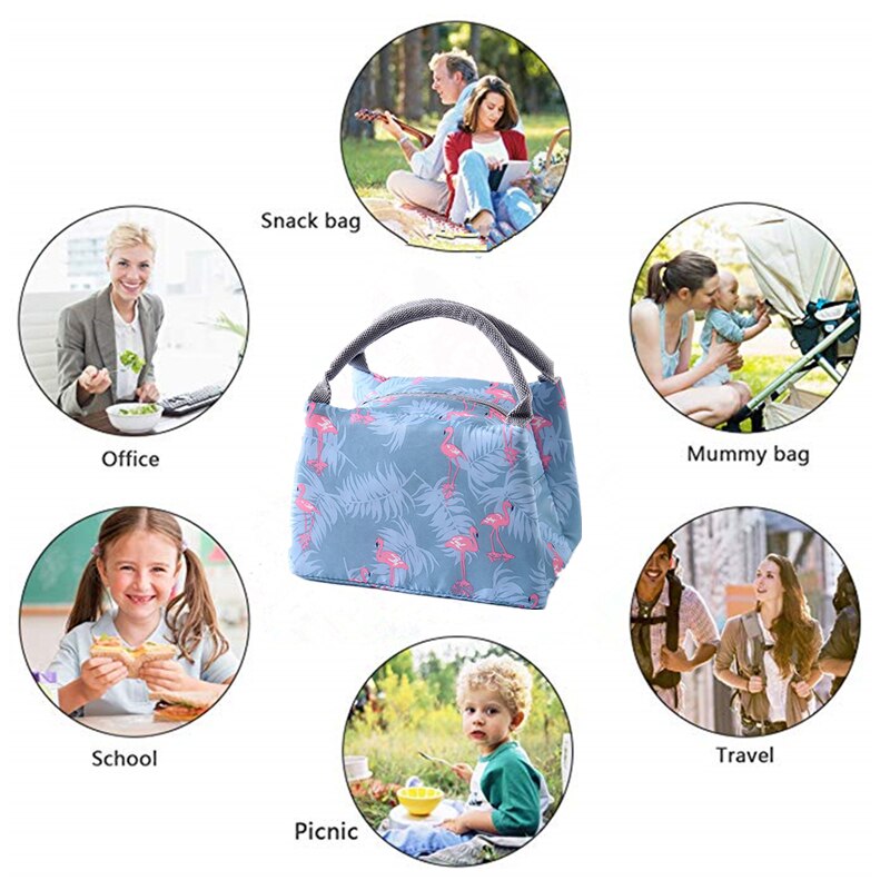 Outdoor Picnic Bag Strip Flamingo Insulated Lunch Bag Picnic Basket Animal Hiking Camping Travel Thermal Lunch Box Bag Cooler