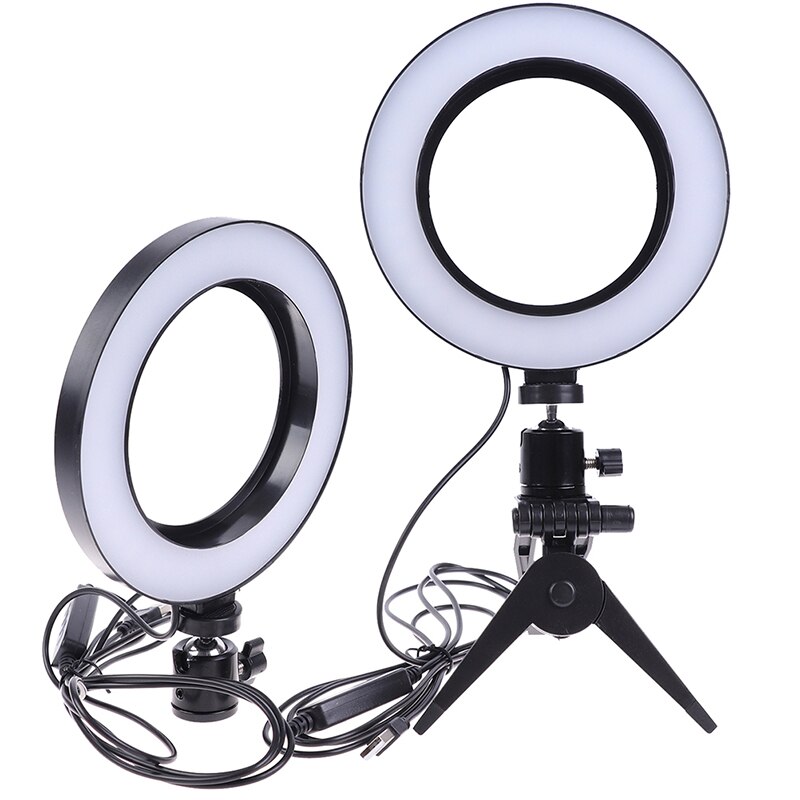 Fotografie LED Selfie Ring Licht 16CM Dimmbare Kamera Telefon Ring Lampe 6 zoll Mit Tisch Stative Für machen-hoch Video Live-Studio