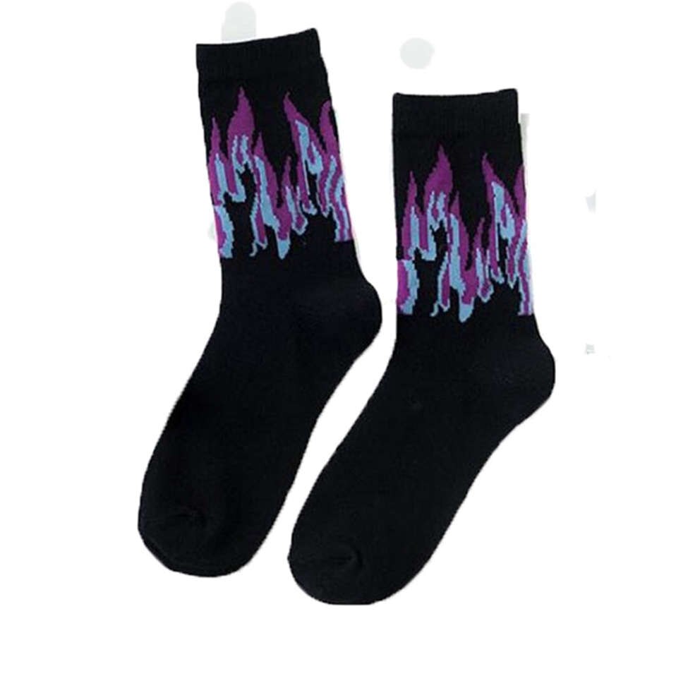 Men Sock Hip Hop Color On Fire Crew Socks Red Flame Blaze Power Torch Warmth Streetwear Skateboard Cotton Socks: Model 2