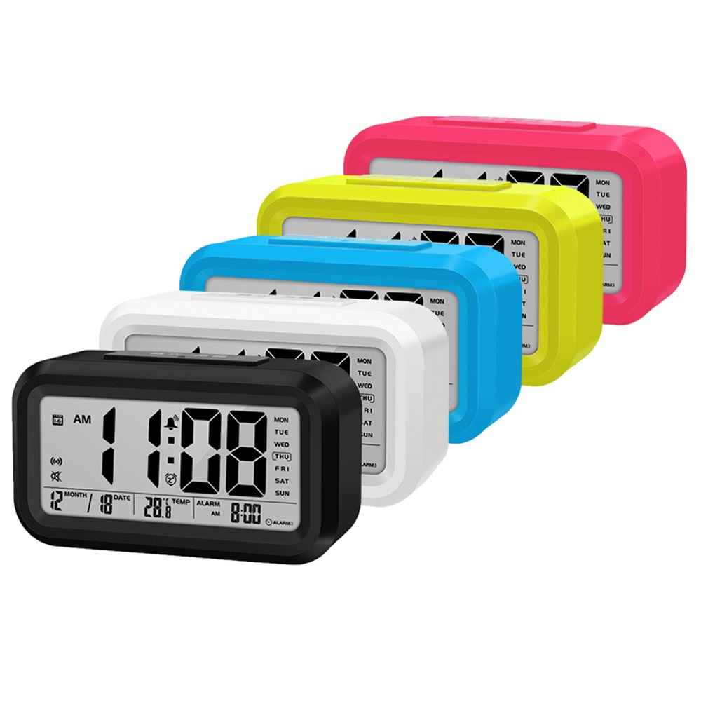 Réveil numérique avec thermomètre et rétro-éclairage, horloge parlant, temps et température