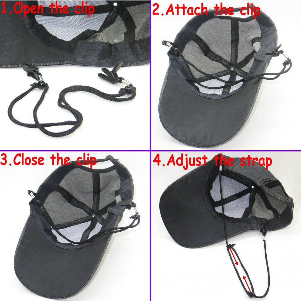 Cap Strap Hat Retainer Wind Cord Chin Strap Clips Motorcycles Boating Fishing pack of 2