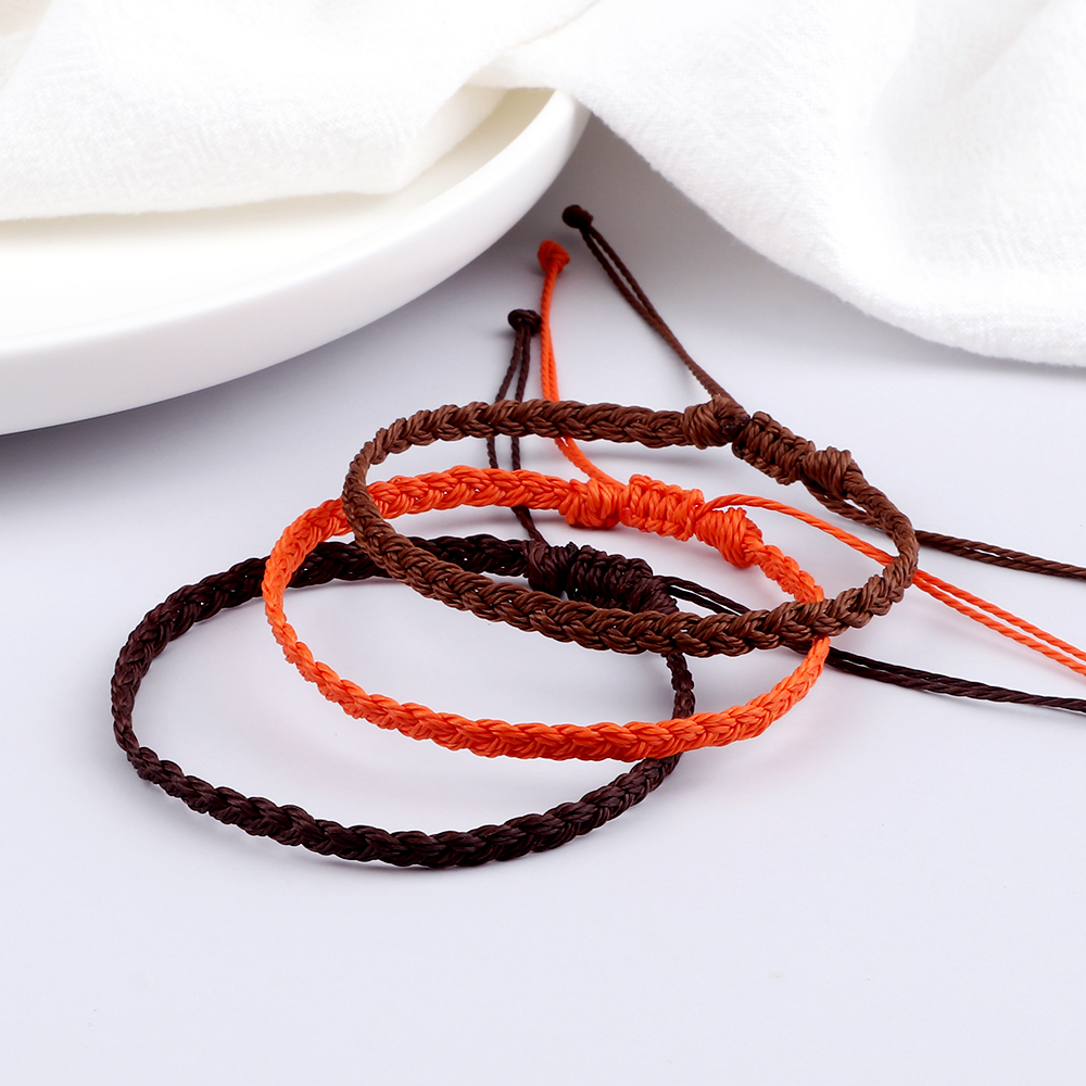 Pulsera de hilo de cera impermeable ajustable para mujeres y hombres, pulsera budista tibetana tejida hecha a mano, joyería de oración de la suerte de la amistad