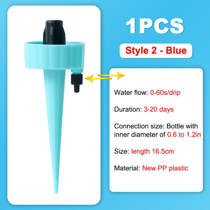 Gulvstøvle 1 stk drypvanding automatisk vanding dyser til plastflasker vand enhed konstant tryk justerbar haveplante: Stil 2 blå