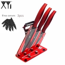 Most Popular XYJ Brand Ceramic Knife Holder Top Peeler + 3" 4" 5" Kitchen Knife ABS+TPR Handle Ceramic Blade Best Knives