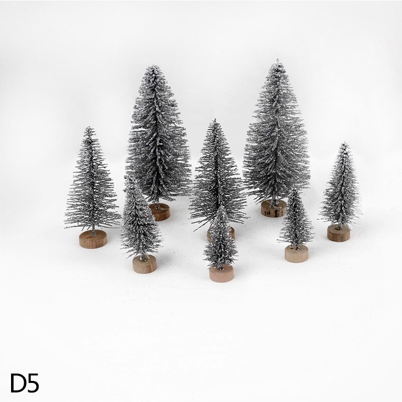 8 stk / sæt juletræspynt 5cm/6.5cm/8.5cm/12.5cm guld sølvgrøn lille træ hjem juledekoration diy håndværk: D5