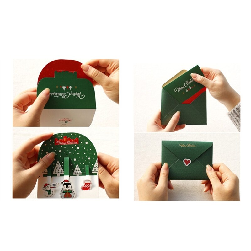 1 Set Christmas 3D Stereo Greeting Card AR Virtual Imaging Technology D0AC