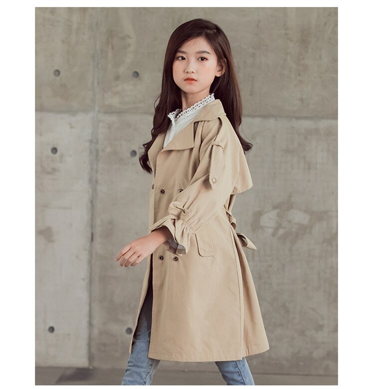 Ropa de otoño para niños nueva Casual Trench Coat High-grade niños prendas de vestir exteriores 4 6 8 10 12 años niñas chaquetas largas