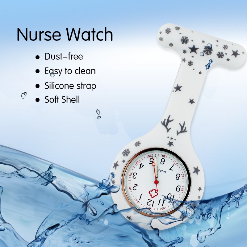 Frohe Weihnachten Krankenschwester Uhr Digital Silikon Medizinische Uhr Anhänger Quarz Brosche Arzt Uhr mit Clip