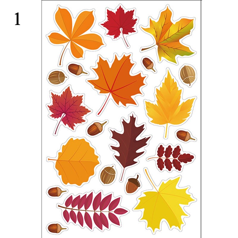 Window Wall Sticker DIY Home Decor Double Side Printing No Glue Autumn Maple Leaves Wall Art PVC Sticker Decals for Glass Door: 1