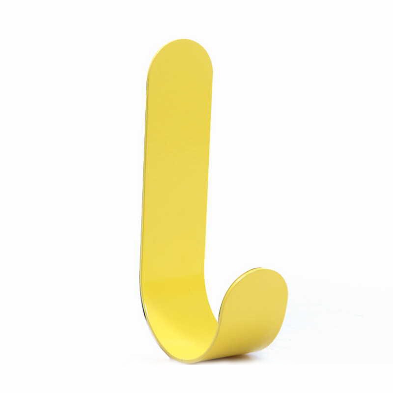 Long Hooks Self Adhesive Clothing Display Racks Key Holder Wall Hooks Coat Hanger Cap Room Door Decor Bag Holder No Punching: Yellow
