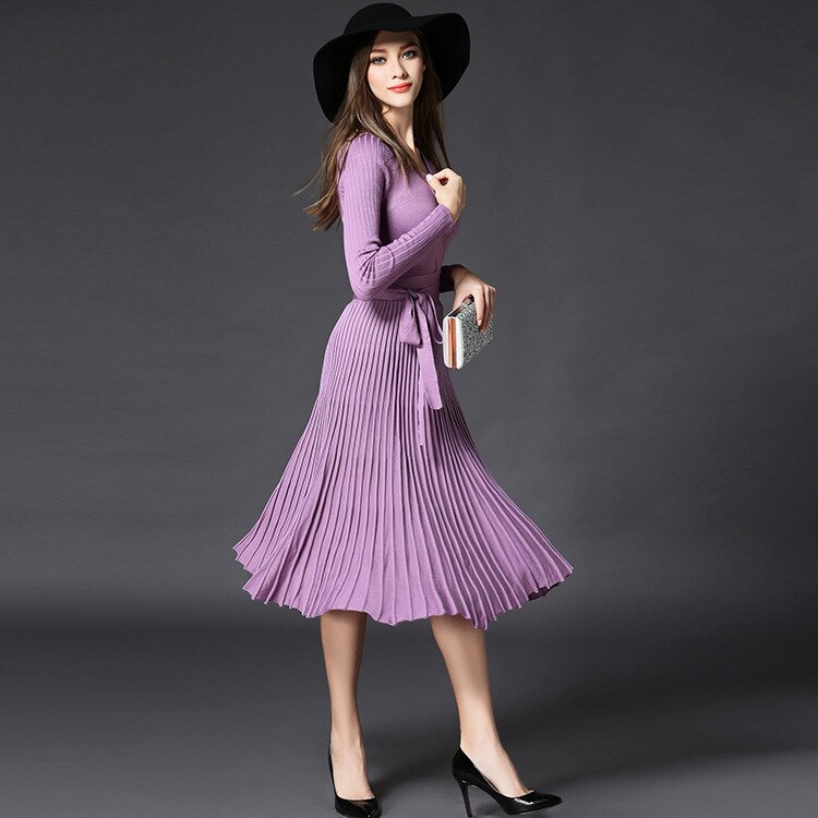 Vestidos de maternidad sexys con cuello en V, ropa de embarazo hasta la rodilla, ropa de maternidad, 6MDS075: Lavanda