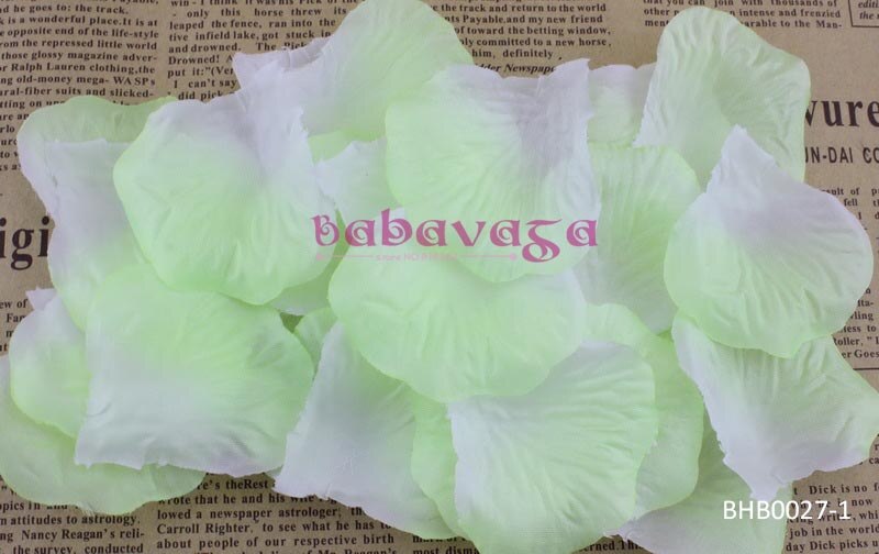 5x5 cm 40 Kleuren Zijde Rose Bloemblaadjes voor Bruiloft Tafel Confetti Decoraties: White Green