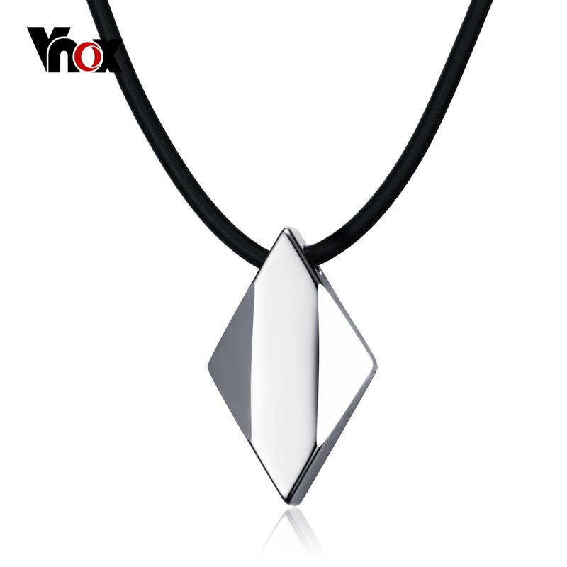 Vnox Not Ccratch Pure Tungsten Carbide Rhombus Necklaces Pendants 18&quot; Rope Chain