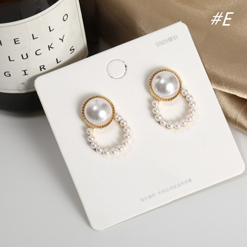 Projekt koreańnarty stadniny kolczyki metal geometryczny nieregularny koło łza imitacja perły kolczyki dla kobiet dziewczyna prezent