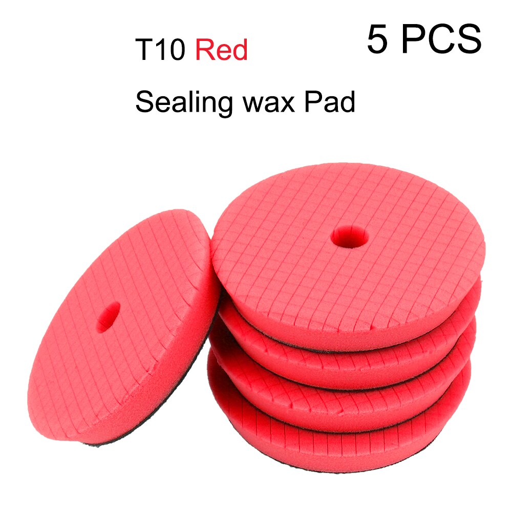 LEEPEE-Juego de almohadillas de espuma para pulir el coche, Kit de 5 pulgadas, esponja de encerado de disco abrasivo, estilismo para el coche, 5 unids/set: Rojo