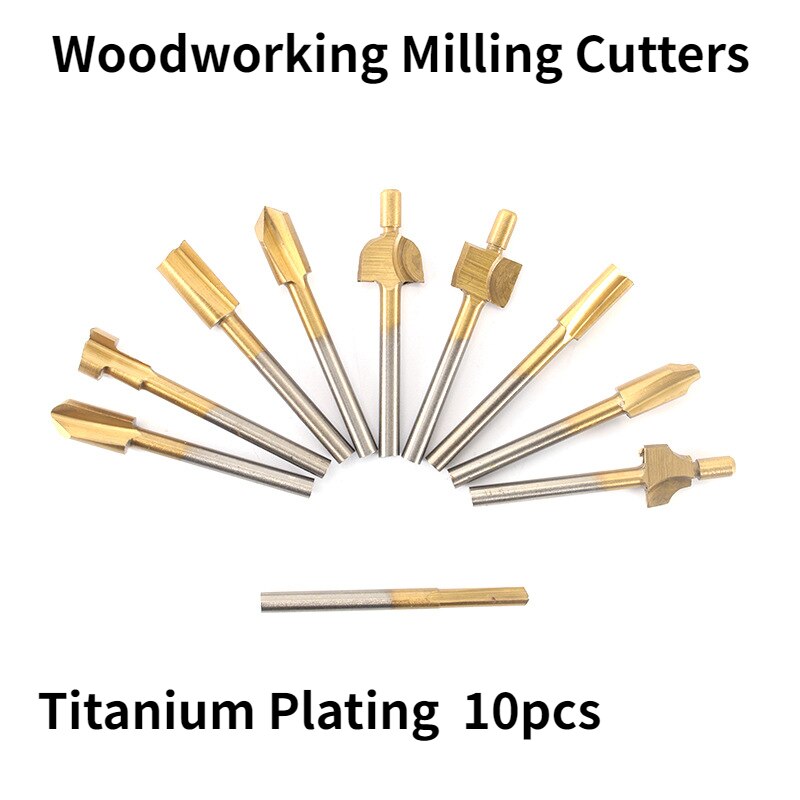 10pc przycinanie drewna frez/stal szybkotnąca tytanowy okrągły uchwyt obrotowy szlifowanie rowek narzędzie robić frezowania