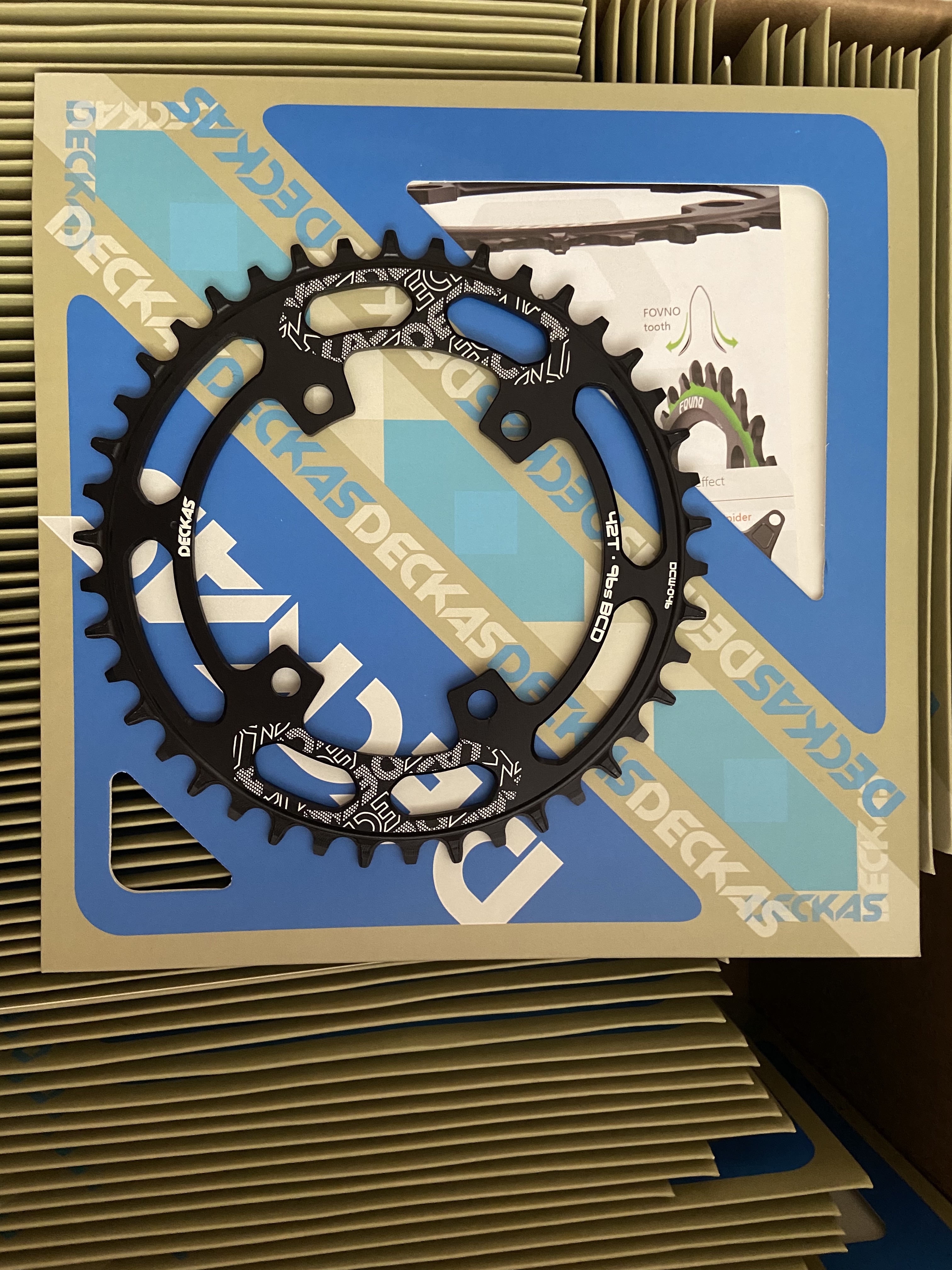 DECKAS-platos y bielas redondos asimétricos para bicicleta de montaña, 96BCD, 40T, 42T, 44T, 46T, 48T, 50T, corona, compatible con M6000, M7000, M4100, M5100: YELLOW