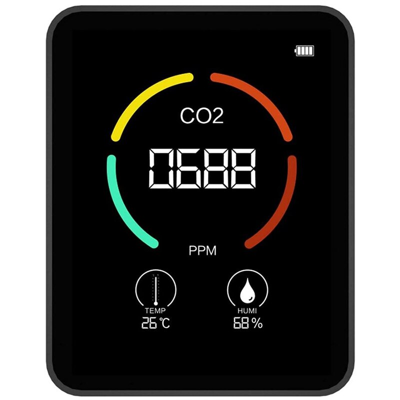 Fashionhome Air Monitor- CO2 &amp; Temp. Humidity Detector, Accurate Sensor, 400-6000 PPM,Indoor Use: Black