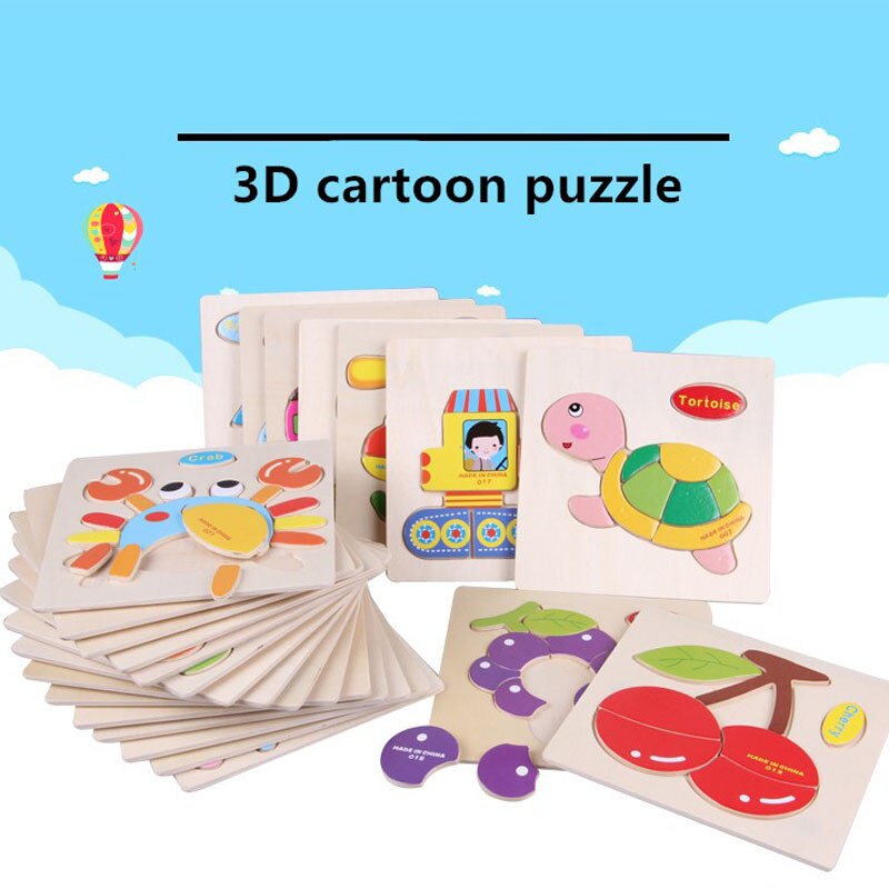 11 di legno 3D Jigsaw Puzzle Giocattoli di Legno Per I Bambini Del Fumetto rompicapo Puzzle di Intelligenza Bambini montessori Educativi Giocattoli Giocattolo