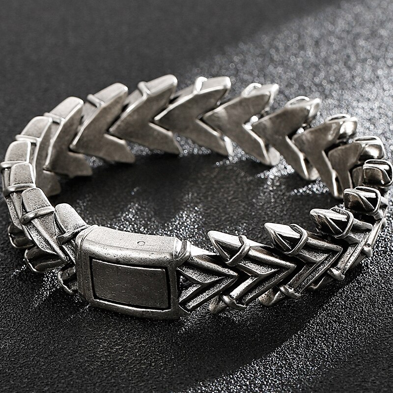 Bracelet Vintage en acier inoxydable pour homme, couleur vieux argent, accessoires pour hommes, Style Chic, bijoux