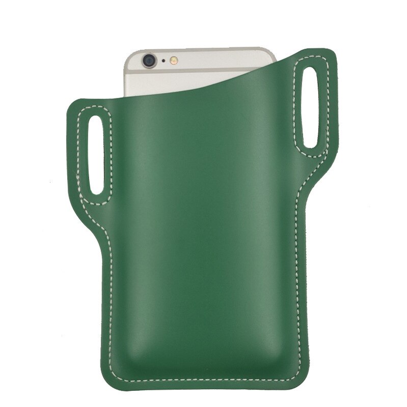 Luxe Telefoon Case Loop Holster Riem Taille Tas Props Pu Lederen Portemonnee Telefoon Portemonnee Portemonnee Retro Voor Iphone Voor Samsung mannen: Green