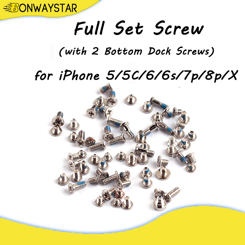 Full Screw Set for iPhone X 8 7Plus 5s 5c 6sp 6 with 2 Bottom Dock Screw Repair Bolt Complete Inner Kit Replacement Repair Part