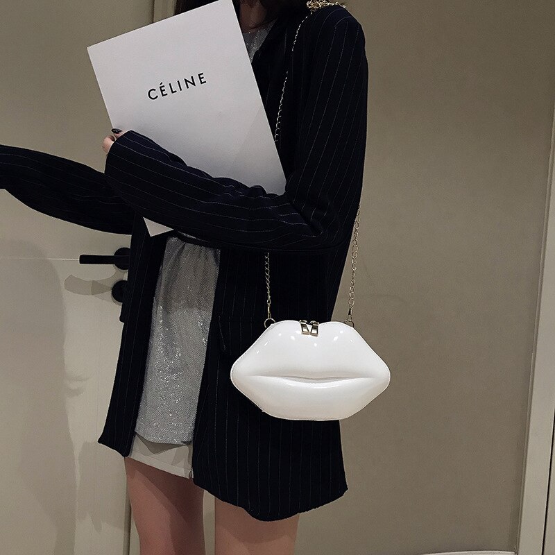 Lèvres forme PVC sacs à main solide fermeture éclair sac à bandoulière bandoulière messager téléphone pièce sac soirée fête embrayages Bolsas Feminina Saco