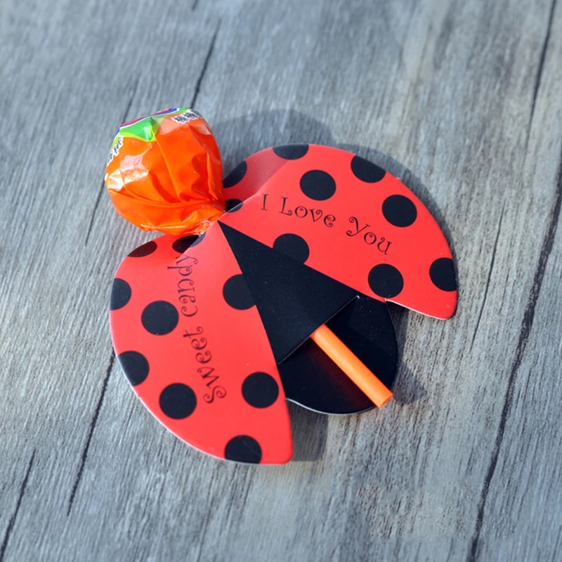 Cartes de décoration de sucettes de dessin animé mignon, 50 pièces, insectes abeilles coccinelle lapin, fournitures de fête d'anniversaire et de mariage, de bonbons pour enfants