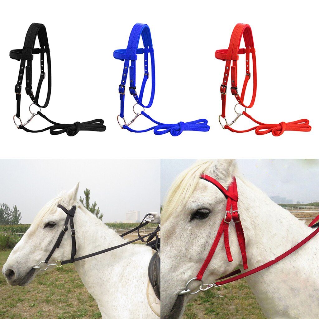 Horse Bridle Rein Harness Headstalls Removable Snaffle Nylon Webbing