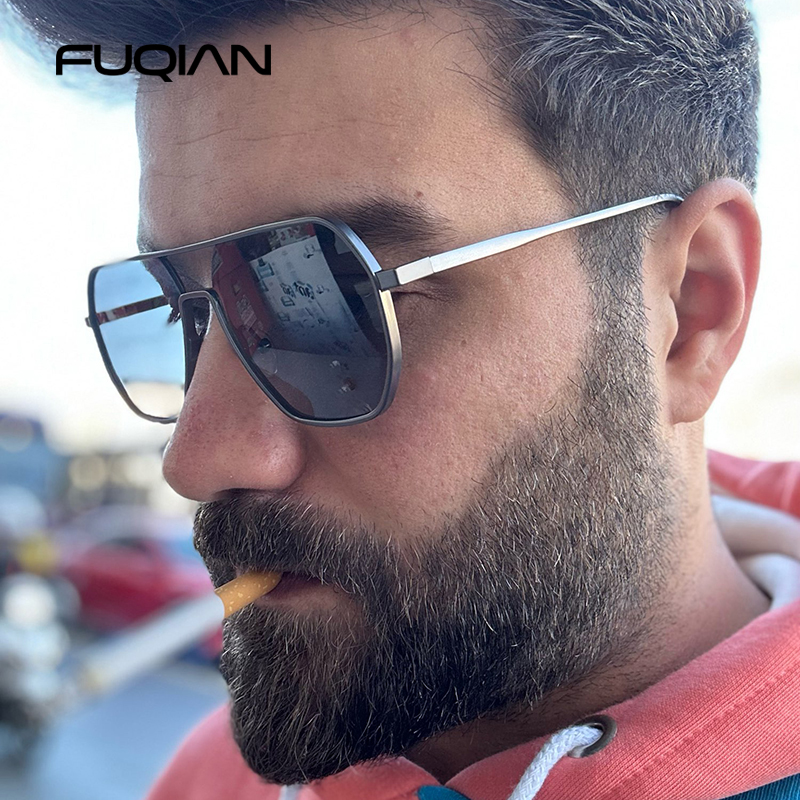 Óculos de sol fotocromáticos de metal de luxo masculino feminino moda polarizada óculos de sol elegante camaleão anti-reflexo óculos de condução uv400