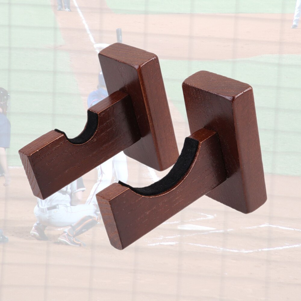 2 Pair Baseball Bat Display Holder Horizontal Wood Baseball Bat Bracket Rack: Default Title