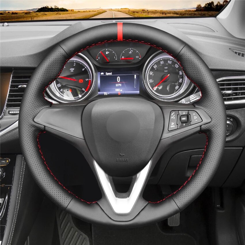 Kunstmatige Lederen Rode Marker No-Slip Auto Stuurhoes Voor Opel Astra K Corsa E Crossland X Insignia ct B Karl Zafira