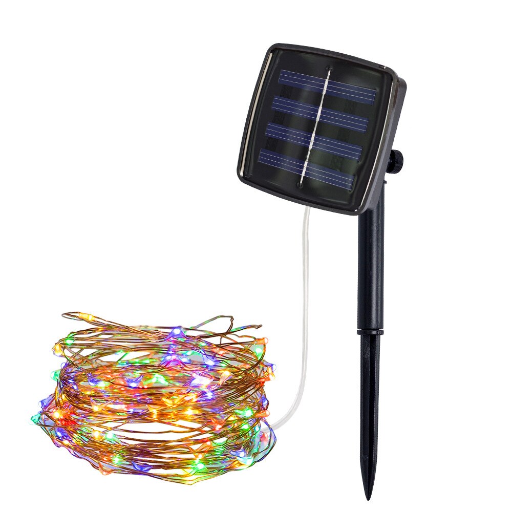 5m 50lights Outdoor Solar Powered Copper Wire Light String Fairy Party Decor: Multicolor 