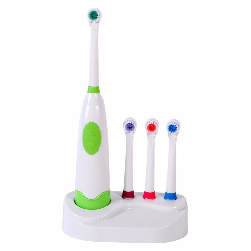1119 Electric Toothbrush Rechargeable Toothbrush 3 brush heads for Adult Dental Care Massage: Green