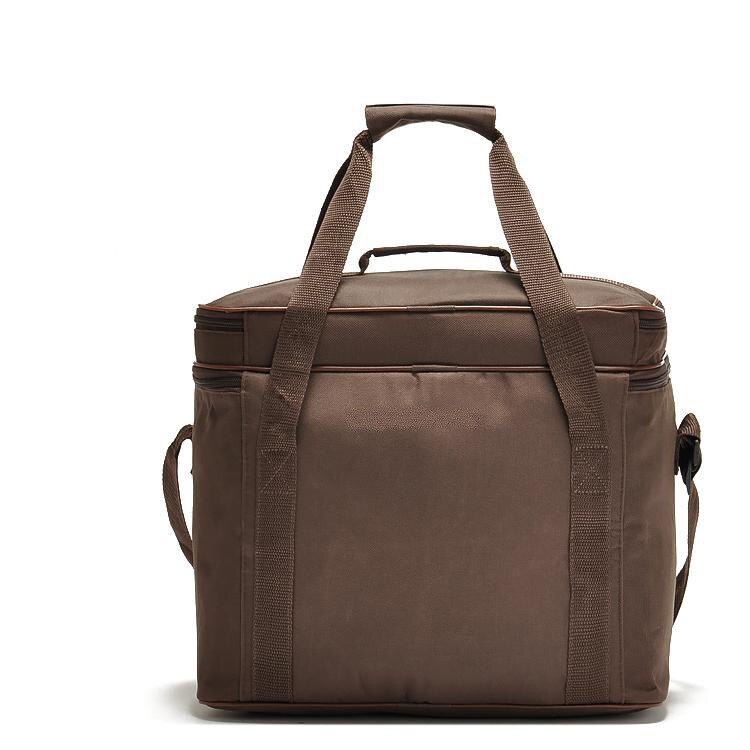 Cooler marrom de 2 camadas 19l com folha de alumínio, bolsa térmica de grande volume com isolamento térmico para piquenique: Cáqui