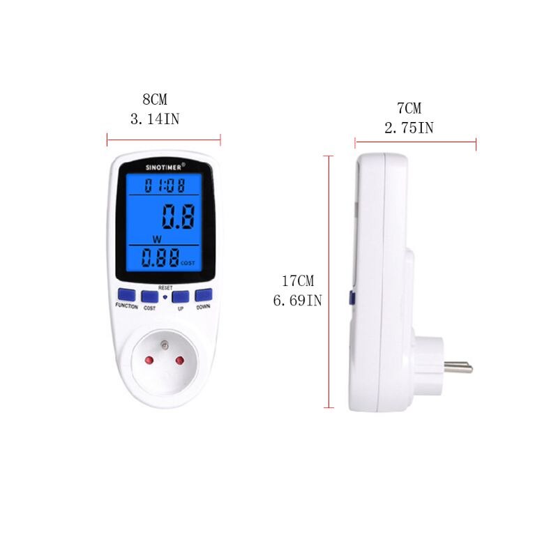 Power Meter Plug LCD Display 7 Display Mode Wattmeter Energy Consumption Monitor