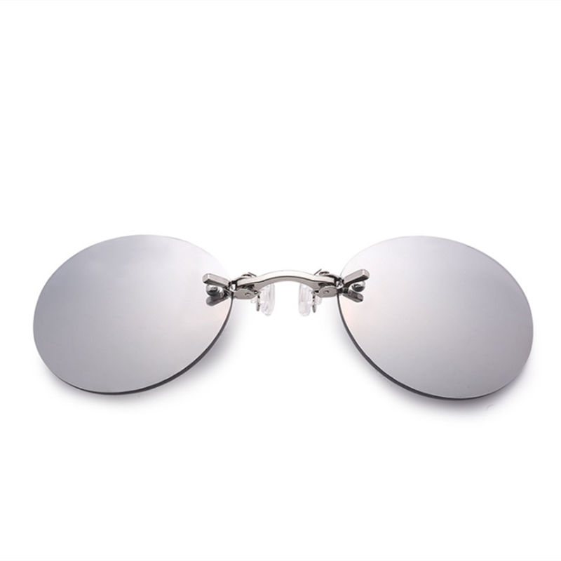 Clip On Nose Sunglasses Men Vintage Mini Round Sun Glasses Hacker Empire Rimless Sunglasses Men Driver Goggles