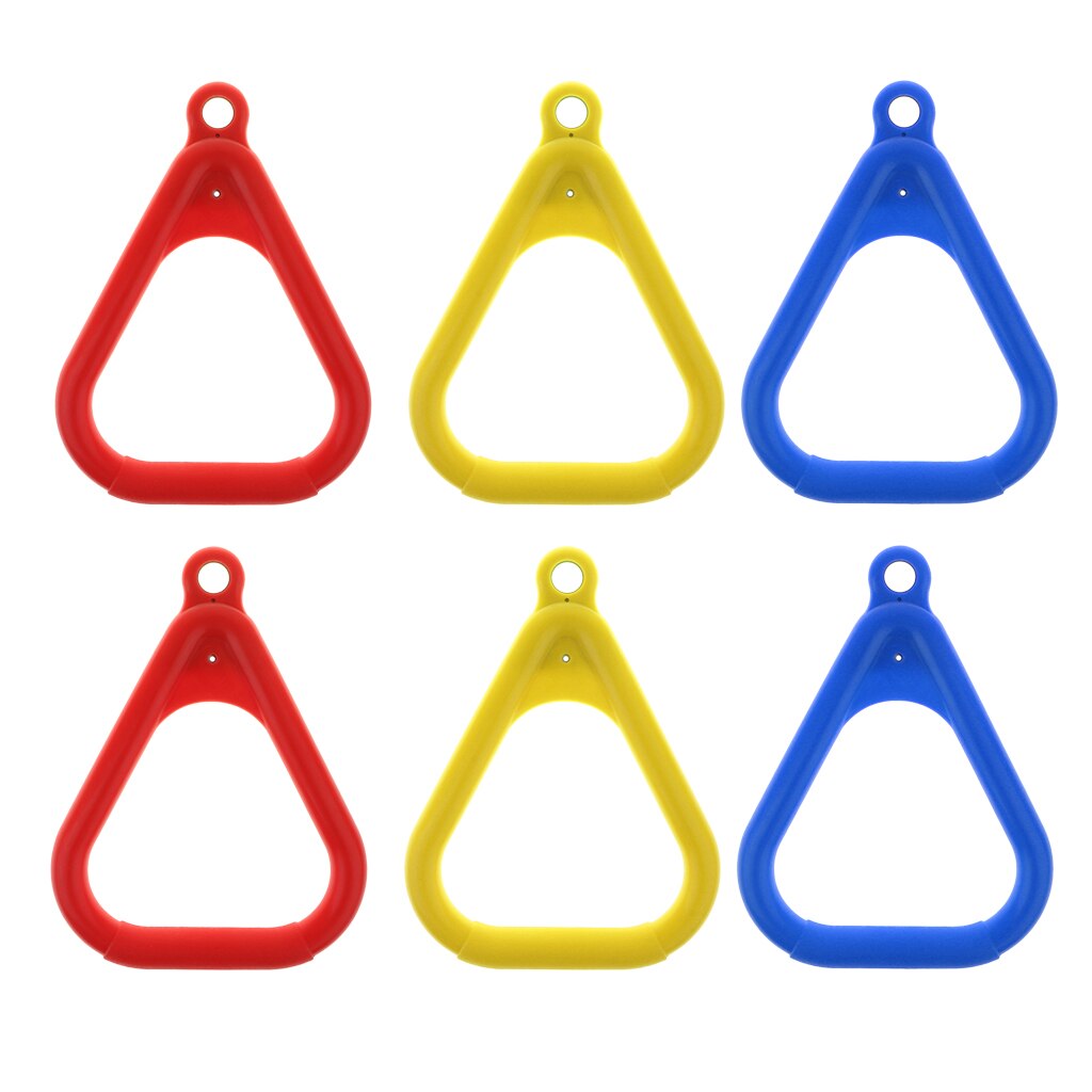 6 stk. udendørs trapeze gymringe ringe udskiftninger og tilføjelser af plastringe, rød & gul & blå