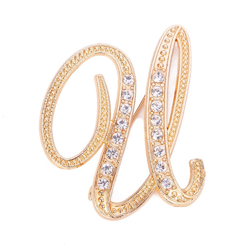 1PC Crystal 26 English Letters Brooch Metal Vintage Women Pin Couple Memorial Jewelry Love Party Garment Accessories #1029