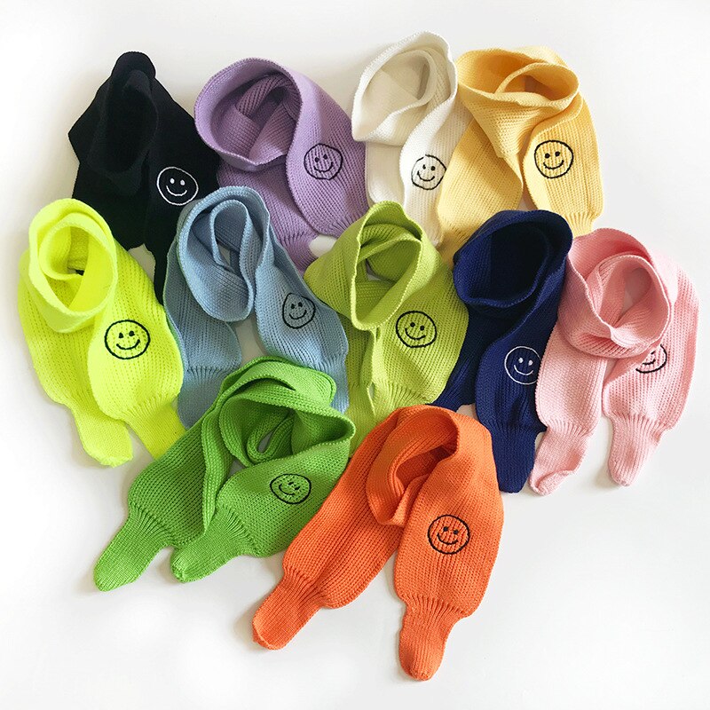 Strikket baby vinter tørklæde varmt ansigt hagesmæk dreng piger voksen efterår vinter neon farve børn vinter slik farve strik tørklæde