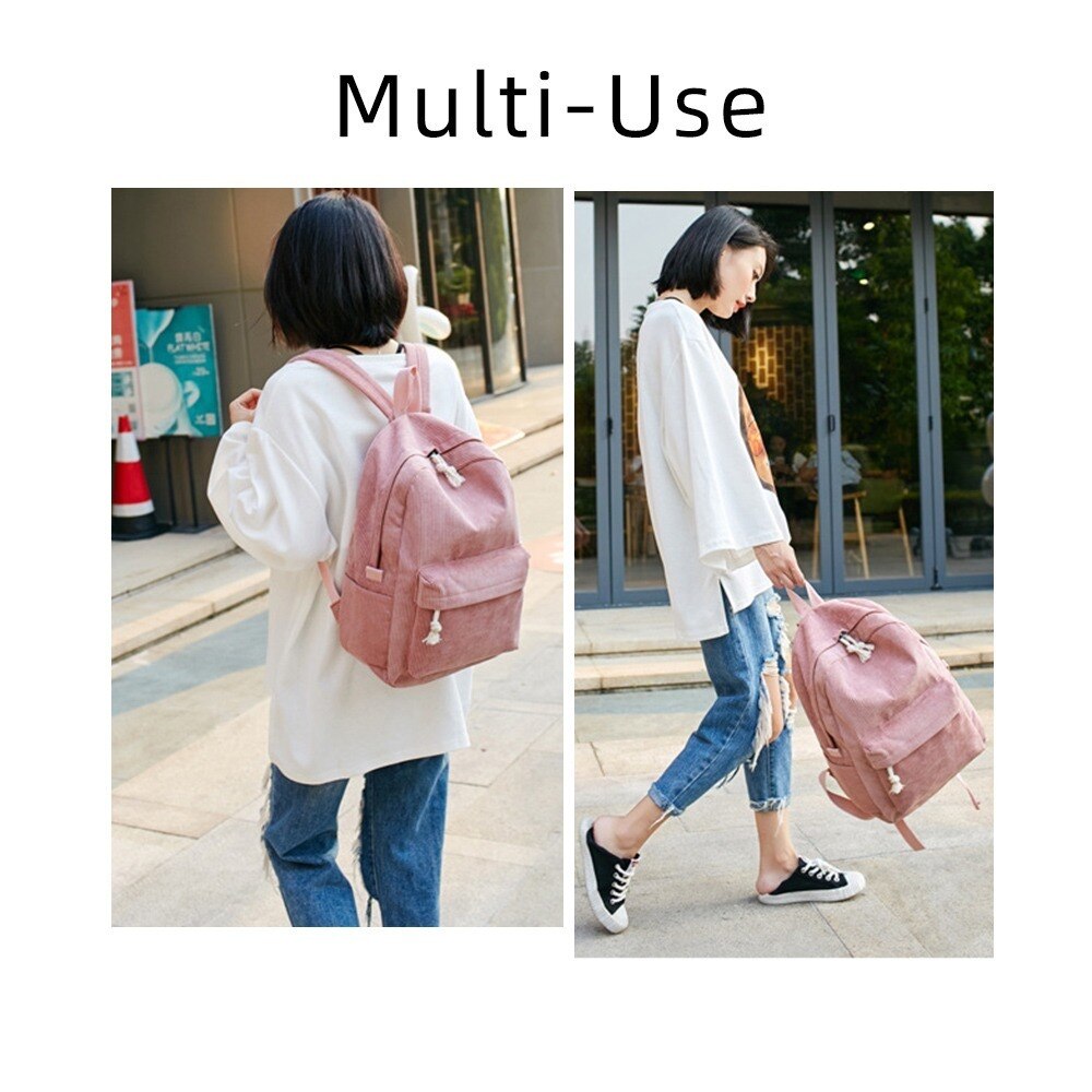 Plecak dla kobiet miękka tkanina sztruksowa konstrukcja o dużej pojemności szkolna torba dla nastolatki dziewczęta styl preppy w paski plecak worek