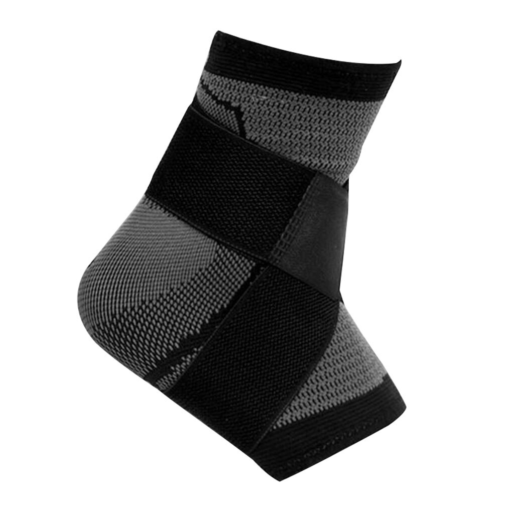 1PC Elastic 3D Pressurized Ankle Support Basketball Volleyball Sports Gym Badminton Ankle Brace Protector with Strap Belt: black / M