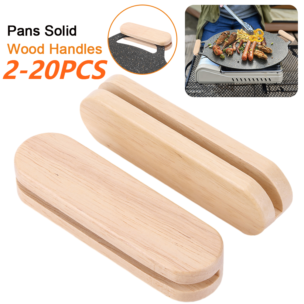 2-20pc Massivholz Grill pfanne isolierter Griff hitze beständiger tragbarer Grill platten griff für Kochgeschirr Saucen pfanne Bratpfanne