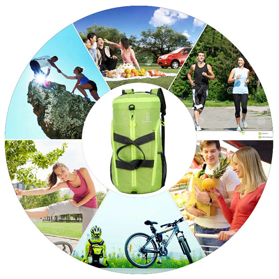 Foldable Sport Bag Polyester Gym Bag For Men Women Pink With Compartments Waterproof Backpack Outdoor Fitness Traveling 20L