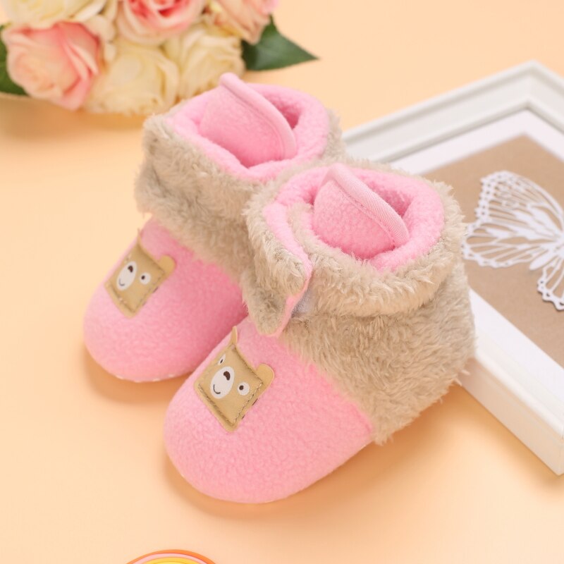 Baby Katoen Laarzen Cartoon Effen Kleur Anti-Slip Winter Warme Laarzen Winter Baby Schoenen Voor Mannen En vrouwen: b / 7-12 Months