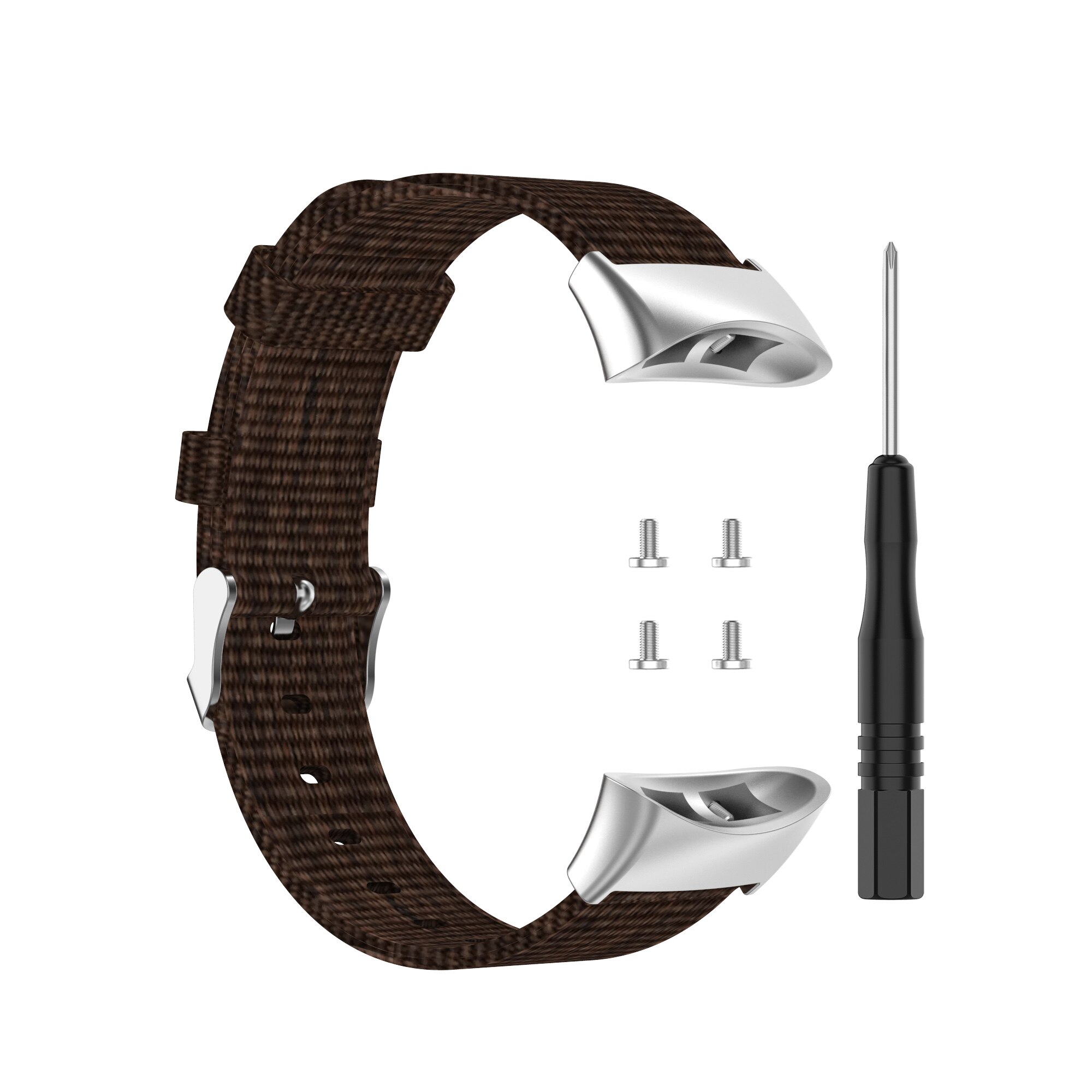 Fifata klockarmband för garmin forerunner 35 / 30 smartarmband för garmin forerunner 30 / 35 ersättningsarmband i canvas för smartklocka: Kastanjebrunt / Garmin föregångare 30
