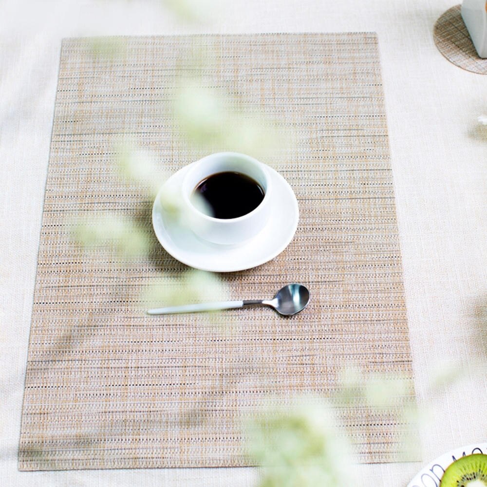 4Pcs/set Simple style Bamboo Plastic Placemats for Dining Table Runner PVC Place Mat in Kitchen Accessories Cup Wine Mat